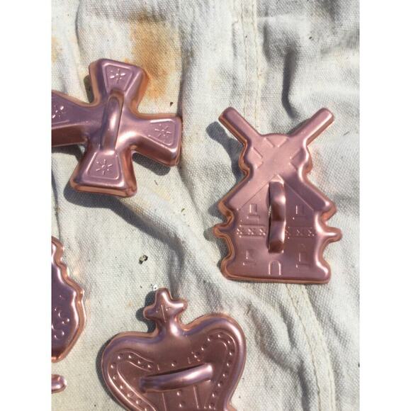 Vtg copper cookie cutters set 5 Royal crown regalia farmhouse country mardi gras - Picture 2 of 6